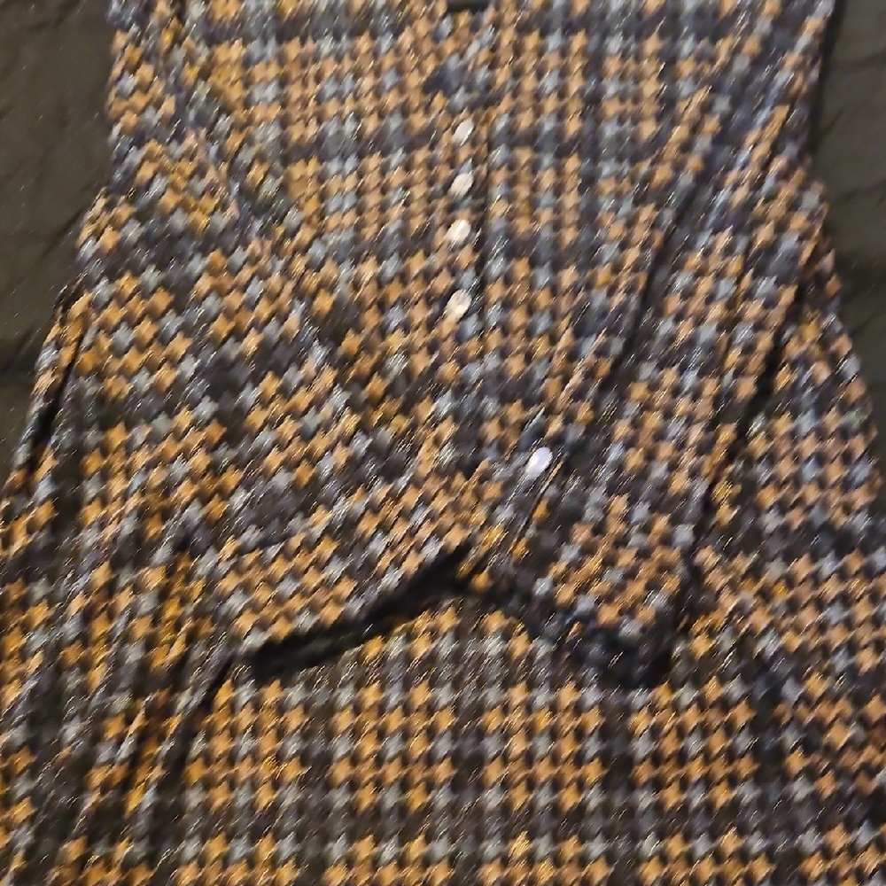 Kim Rogers Black and Tan Houndstooth Blouse